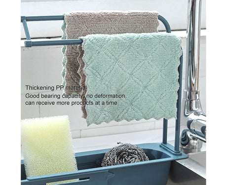 Sink Drain Tray Plastic Quick Drainage Storage Rack-Blue