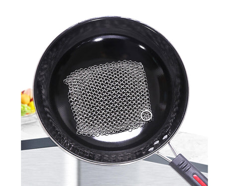 Stainless Steel Cast Iron Skillet Cleaner Chainmail Scrubber-6inch