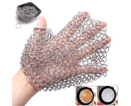 Stainless Steel Cast Iron Skillet Cleaner Chainmail Scrubber-6inch