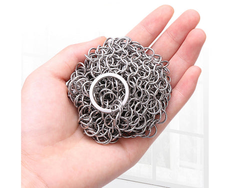 Stainless Steel Cast Iron Skillet Cleaner Chainmail Scrubber-6inch