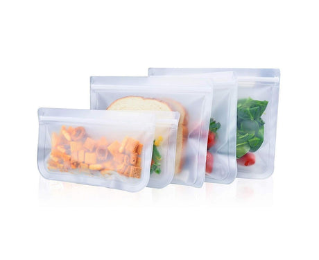 5Pcs Reusable Frosted Self Sealed Sandwiches Food Freezer Storage Bag Organizer