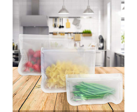 5Pcs Reusable Frosted Self Sealed Sandwiches Food Freezer Storage Bag Organizer