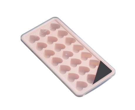 Ice Mold Portable Easy Clean Silicone Anti-slip Heart-shaped 21 Grids Ice Cube Mould for Home-Pink