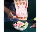 Ice Mold Portable Easy Clean Silicone Anti-slip Heart-shaped 21 Grids Ice Cube Mould for Home-Pink