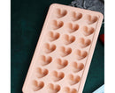 Ice Mold Portable Easy Clean Silicone Anti-slip Heart-shaped 21 Grids Ice Cube Mould for Home-Pink