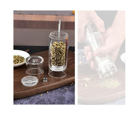 Refillable Pepper Grinder Adjustable Acrylic Minimalist Design Spices Mill Household Supplies-M