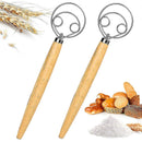 Set of 2 Bread Dough Whisks - Danish Dough Mixer Hand Stirrer
