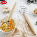 Set of 2 Bread Dough Whisks - Danish Dough Mixer Hand Stirrer