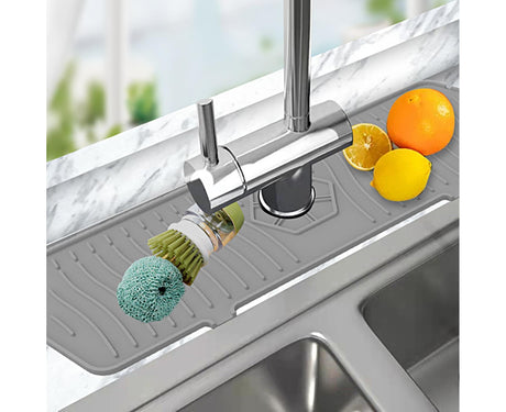 Sink Faucet Mat Silicone Splash-proof Drain Pad-Grey M