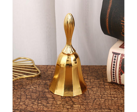 Portable Call Bell Widely Use Zinc Alloy Solid Decorative Dinner Handbell for Home-Golden
