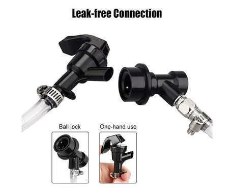 3/16 Inch Beer Line Liquid Ball Lock Assembly Kit for Home Brew Dispensing Keg-Black