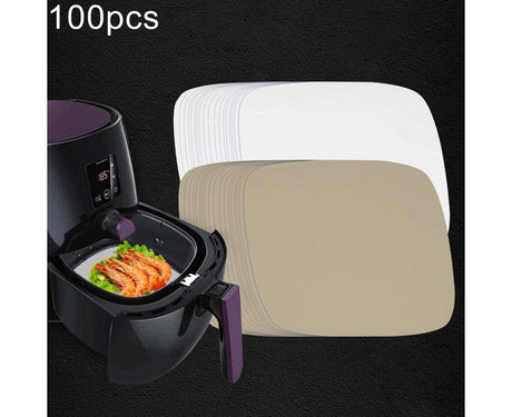 100Pcs Non-Stick Oilproof Barbecue Kitchen Oven Baking Pan BBQ Liner Papers Mats-Khaki 8.5 inch