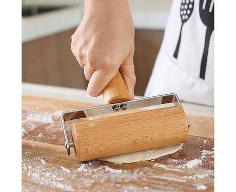 Rolling Pin Non-stick Wheel Design Wood Kitchen Rolling Pin for Dough Rolling-Wood Color