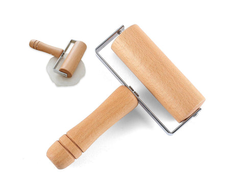 Rolling Pin Non-stick Wheel Design Wood Kitchen Rolling Pin for Dough Rolling-Wood Color