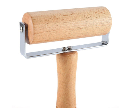 Rolling Pin Non-stick Wheel Design Wood Kitchen Rolling Pin for Dough Rolling-Wood Color