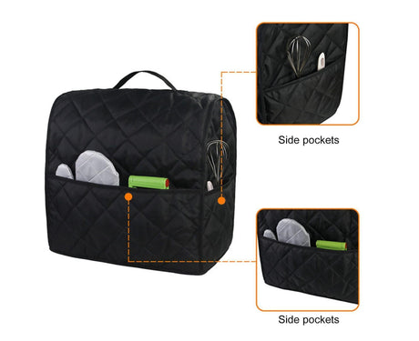 Mixer Cover Soft Touching with Pockets 5 Colors secure to Use Dust Cover for Kitchen-Black