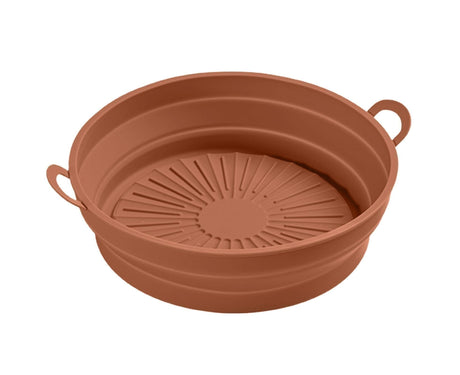 Air Fryers Bakeware Foldable Silicone Grill Pan -Brown 8.5inch