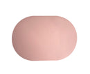 Table Mat Non-slip Wipeable Faux Leather Oval Shape Insulation Pad for Dining Room-Pink