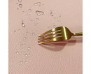 Table Mat Non-slip Wipeable Faux Leather Oval Shape Insulation Pad for Dining Room-Pink