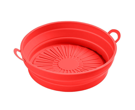 Air Fryers Bakeware Foldable Silicone Grill Pan -Red 8.5inch