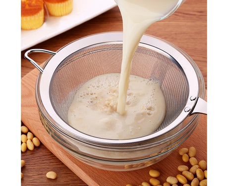 Stainless Steel Colander Long Handle Juice Soybean Milk Soup Filter Skimmer Tool-Medium