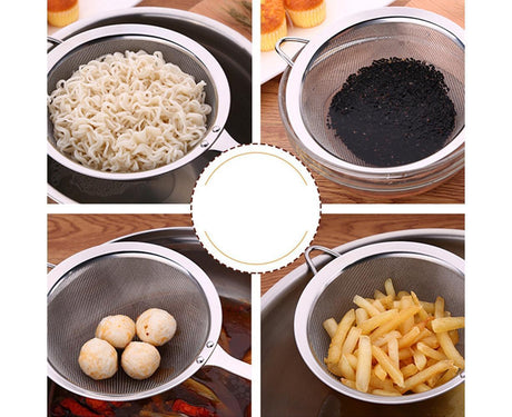 Stainless Steel Colander Long Handle Juice Soybean Milk Soup Filter Skimmer Tool-Medium