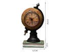 Desk Clock Multi-functional Save Change Personality Retro Resin Globe Shape Piggy Bank Ornament for Bedroom - Brown