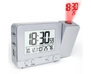 Desk Snooze LED Digital Backlight Date Function USB Charge Alarm Clock Projector-Silver - Silver