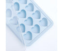 Ice Mold Portable Easy Clean Silicone Anti-slip Heart-shaped 21 Grids Ice Cube Mould for Home-Blue