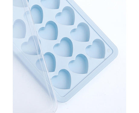 Ice Mold Portable Easy Clean Silicone Anti-slip Heart-shaped 21 Grids Ice Cube Mould for Home-Blue