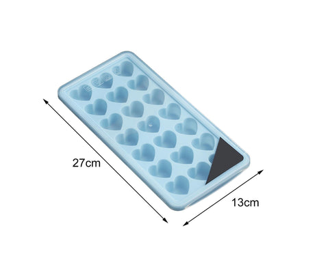 Ice Mold Portable Easy Clean Silicone Anti-slip Heart-shaped 21 Grids Ice Cube Mould for Home-Blue