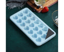 Ice Mold Portable Easy Clean Silicone Anti-slip Heart-shaped 21 Grids Ice Cube Mould for Home-Blue