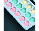 Ice Mold Portable Easy Clean Silicone Anti-slip Heart-shaped 21 Grids Ice Cube Mould for Home-Blue