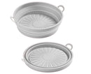 Air Fryers Bakeware Foldable Silicone Grill Pan -Grey 8.5inch