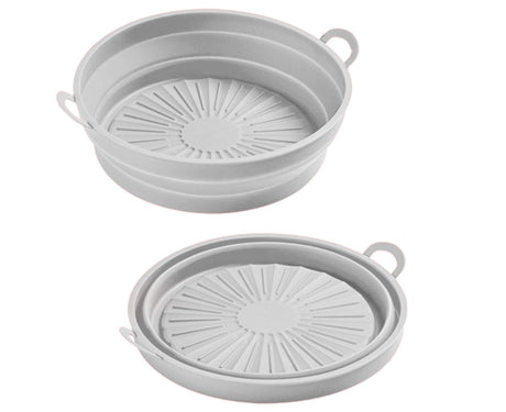 Air Fryers Bakeware Foldable Silicone Grill Pan -Grey 8.5inch