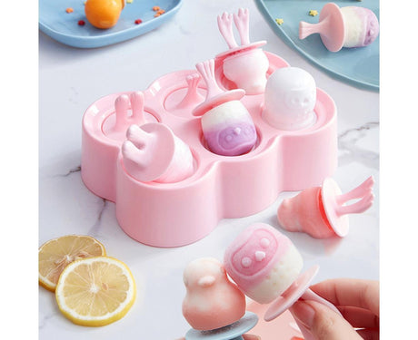 6 Grids Triangle/Rectangle Shape Silicone Kitchen DIY Ice Cream Maker Tray Mould-Green Rectangle