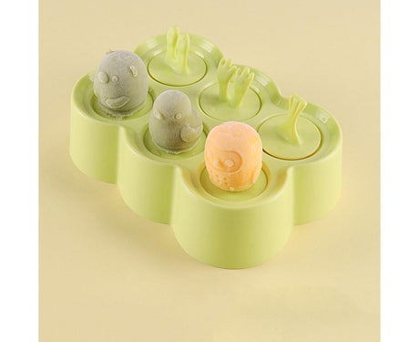 6 Grids Triangle/Rectangle Shape Silicone Kitchen DIY Ice Cream Maker Tray Mould-Green Rectangle