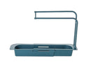Home Kitchen Telescopic Sink Storage Tray Rack Holder Expandable Drain Basket-Blue