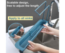 Home Kitchen Telescopic Sink Storage Tray Rack Holder Expandable Drain Basket-Blue