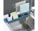 Home Kitchen Telescopic Sink Storage Tray Rack Holder Expandable Drain Basket-Blue