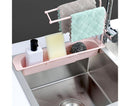 Home Kitchen Telescopic Sink Storage Tray Rack Holder Expandable Drain Basket-Blue