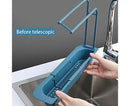 Home Kitchen Telescopic Sink Storage Tray Rack Holder Expandable Drain Basket-Blue