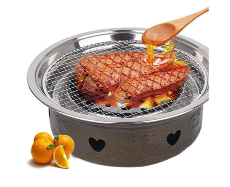 Round Stainless Steel BBQ Grill Roast Mesh Net Non-stick Barbecue Baking Pan-20cm