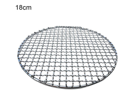 Round Stainless Steel BBQ Grill Roast Mesh Net Non-stick Barbecue Baking Pan-20cm