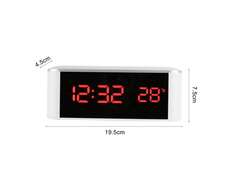 Digital Alarm Clock Precise 12/24 Hour Temperature Display Large Screen Smart LED Clock Bedside Digital Alarm Clock for Home-White