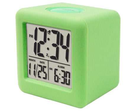 Digital Clock Shock-proof Snooze Function Silicon Cover Electrical LED Clock Household Supplies - Green