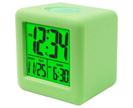 Digital Clock Shock-proof Snooze Function Silicon Cover Electrical LED Clock Household Supplies - Green