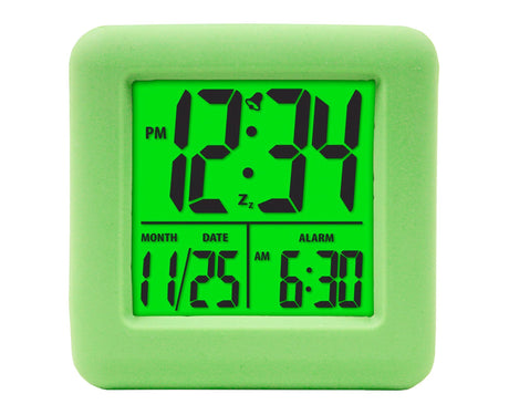 Digital Clock Shock-proof Snooze Function Silicon Cover Electrical LED Clock Household Supplies - Green