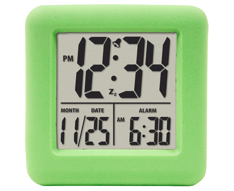 Digital Clock Shock-proof Snooze Function Silicon Cover Electrical LED Clock Household Supplies - Green