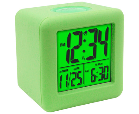 Digital Clock Shock-proof Snooze Function Silicon Cover Electrical LED Clock Household Supplies - Green